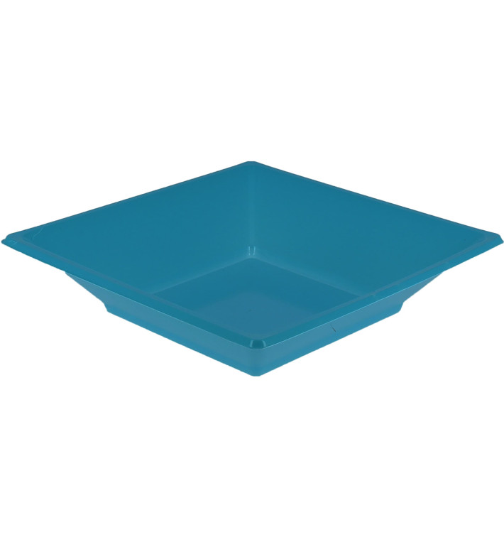 Plastic bord Diep Vierkant turkoois 17 cm (300 stuks) Plastic bord Diep Vierkant turkoois 17 cm (300 stuks)
