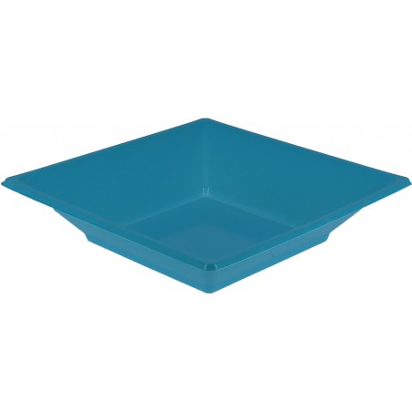 Plastic bord Diep Vierkant turkoois 17 cm (300 stuks)