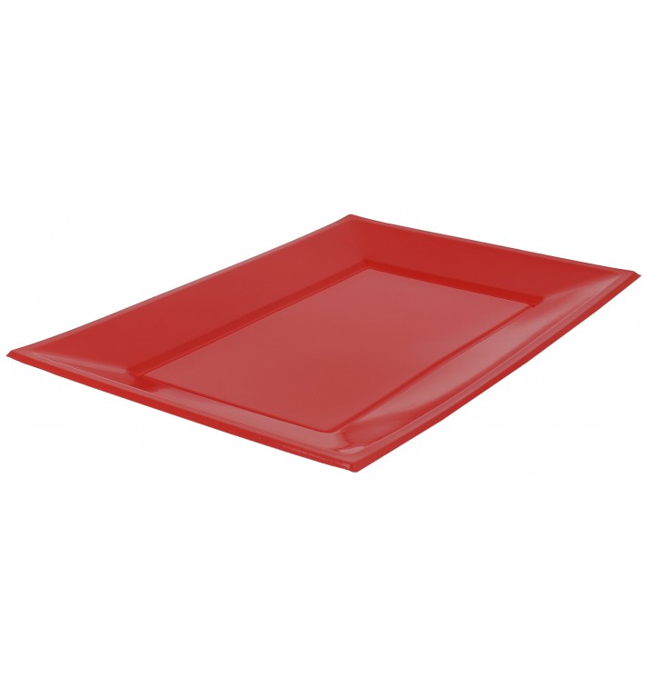 Plastic dienblad rood 33x22,5cm (3 stuks) 