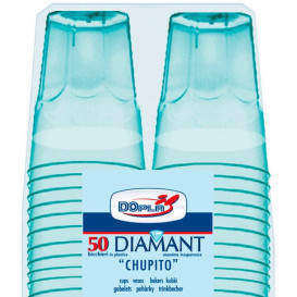 Plastic PS Shotje Kristal "Diamant" blauw 50ml (600 stuks)