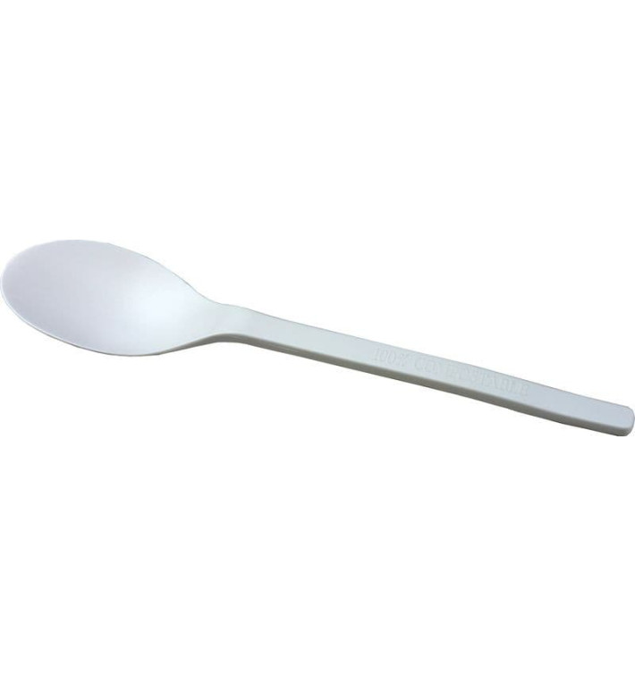 Stof gebaseerd op Maizena CPLA afbreekbare lepel wit 15,5cm (50 stuks) Stof gebaseerd op Maizena CPLA afbreekbare lepel wit 15,5cm (50 stuks)