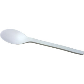 Stof gebaseerd op Maizena CPLA afbreekbare lepel wit 15,5cm (1000 stuks)