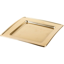 Plastic bord PET Vierkant goud 30cm (120 stuks)