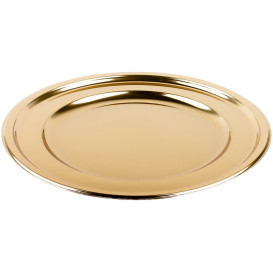 Plastic bord PET Rond vormig goud Ø23 cm (180 stuks)