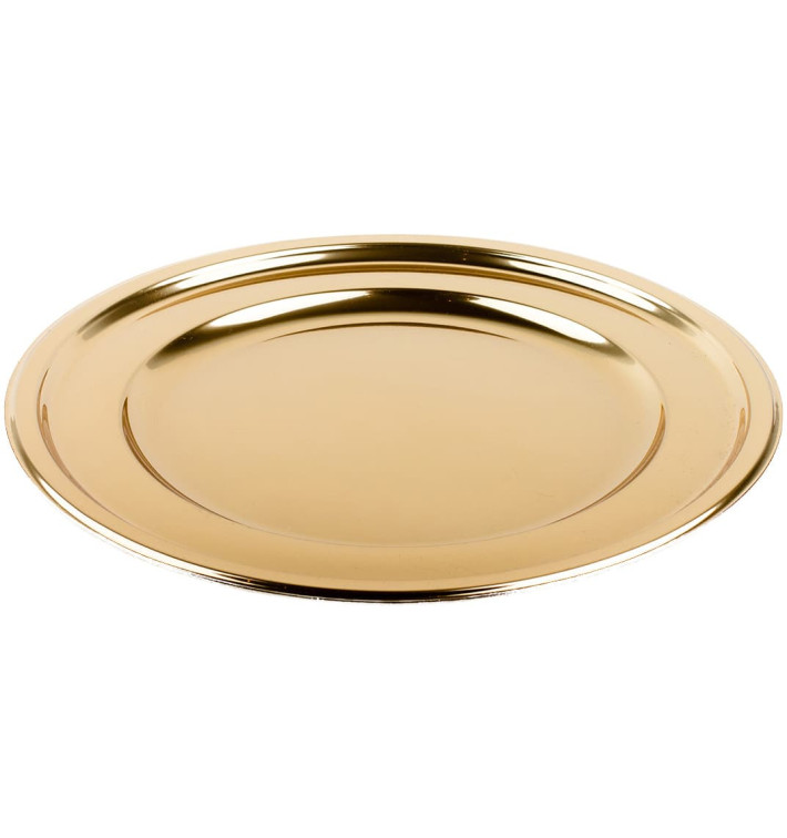 Plastic bord PET Rond vormig goud Ø23 cm (180 stuks) Plastic bord PET Rond vormig goud Ø23 cm (180 stuks)