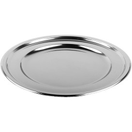 Plastic bord PET Rond vormig zilver Ø18,5 cm (180 stuks)