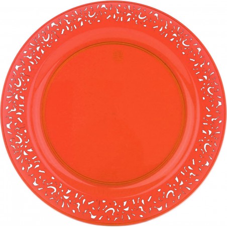 Plastic bord Rond vormig "Lace" oranje 19cm (88 stuks)