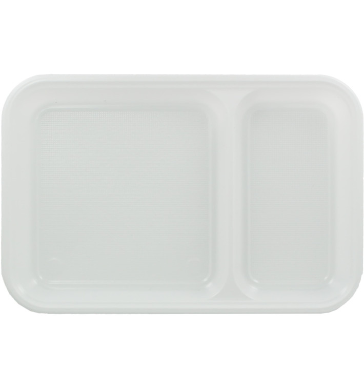 Plastic Compartment dienblad wit 2C 27x18cm (300 stuks) Plastic Compartment dienblad wit 2C 27x18cm (300 stuks)