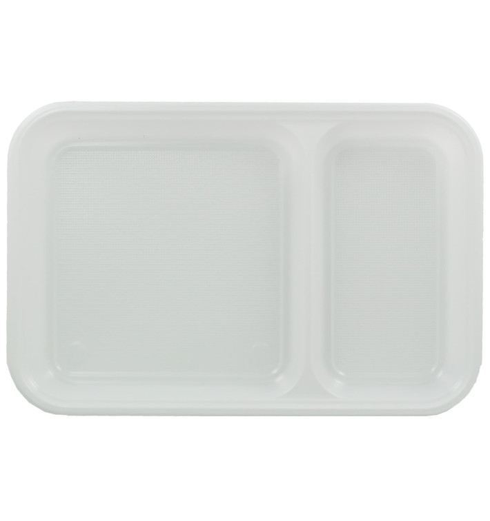 Plastic Compartment dienblad wit 2C 27x18cm (50 stuks) Plastic Compartment dienblad wit 2C 27x18cm (50 stuks)