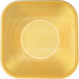 Plastic Kom PP Vierkant "X-Table" goud 18x18cm (8 stuks) 