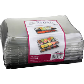 Plastic dienblad met Deksel zwart 16x22cm (15 stuks) 