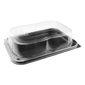 Plastic dienblad zwart met Deksel PET 24x17cm (25 stuks) 