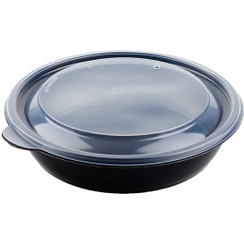 Plastic deli Container met Deksel PP zwart 750ml Ø19x4cm (90 stuks)