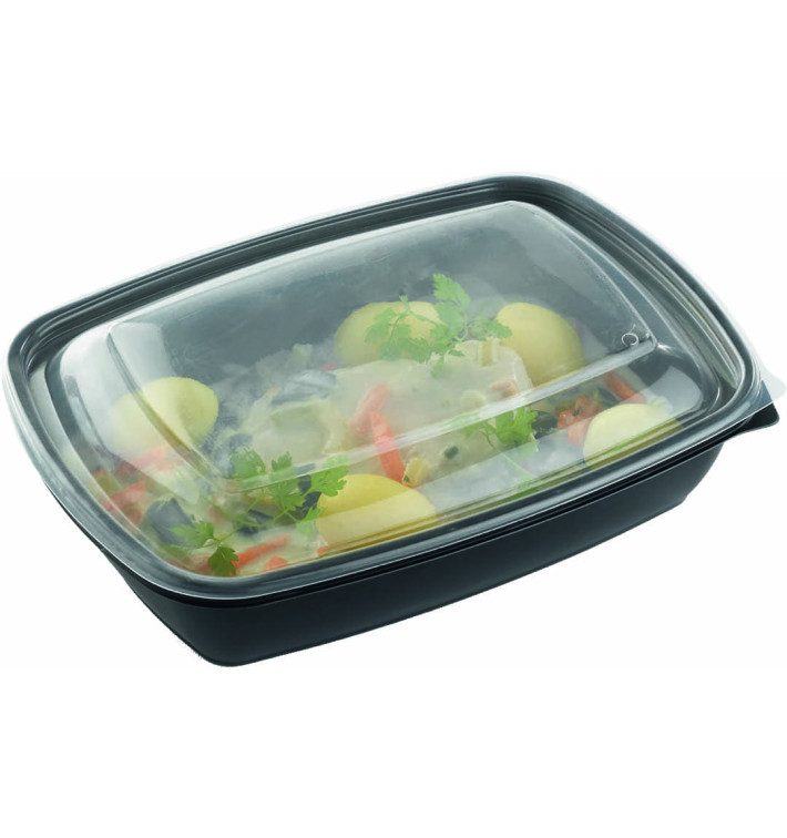 Plastic deli Container met Deksel PP zwart 900ml 23x16,5x7cm (15 stuks) 