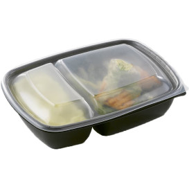 Plastic deli Container met Deksel PP zwart 2C 900ml 23x16,5x7cm (90 stuks)