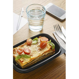 Plastic deli Container PP zwart 375ml 20x13x4cm (300 stuks)