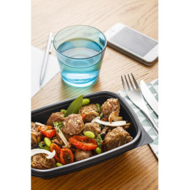 Plastic deli Container PP zwart 500ml 20x13x5cm (50 stuks) 