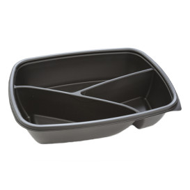 Plastic deli Container PP 3C zwart 900ml 23x17x5cm (75 stuks) 