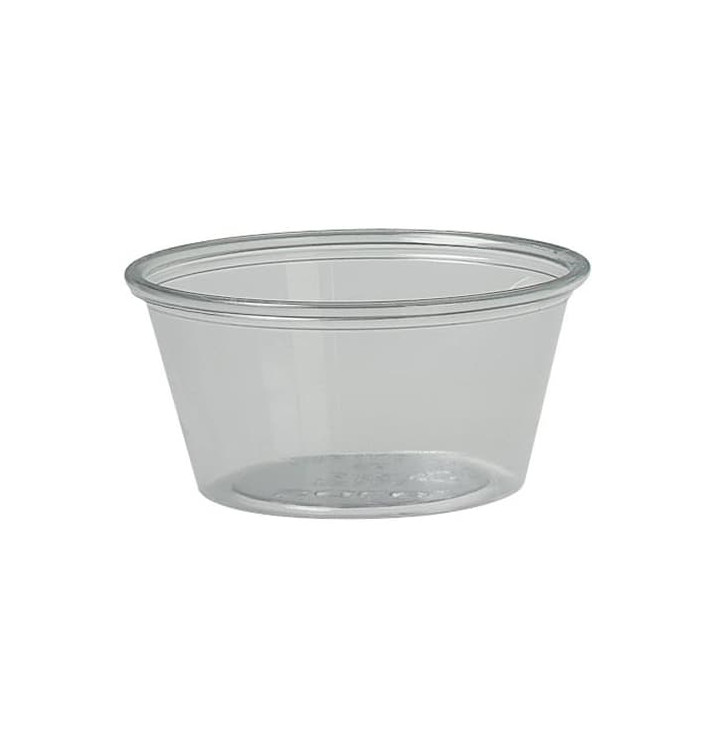 Plastic souffle beker PET transparant 2Oz/60ml Ø6,6cm (2500 stuks) Plastic souffle beker PET transparant 2Oz/60ml Ø6,6cm (2500 stuks)