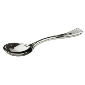 Plastic PS thee lepel gemetalliseerd 13 cm (100 stuks) 