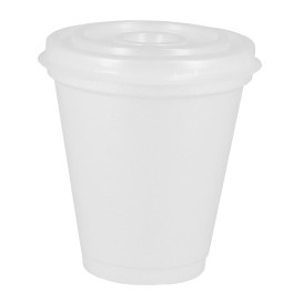 Schuim beker EPS 7Oz/200ml wit + Plastic Deksel (1.000 stuks)