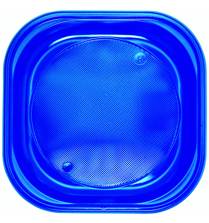 Plastic bord PS Vierkant donkerblauw Ø20x20 cm (30 stuks) Plastic bord PS Vierkant donkerblauw Ø20x20 cm (30 stuks)