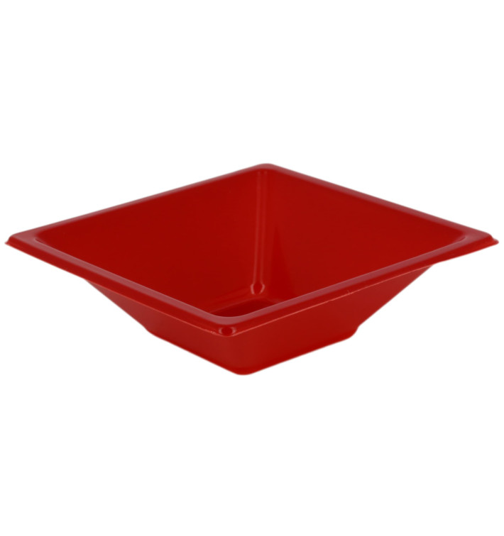 Plastic kom PS Vierkant rood 12x12cm (25 stuks) 