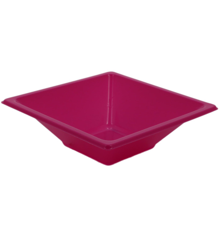 Plastic kom PS Vierkant fuchsia 12x12cm (720 stuks) Plastic kom PS Vierkant fuchsia 12x12cm (720 stuks)