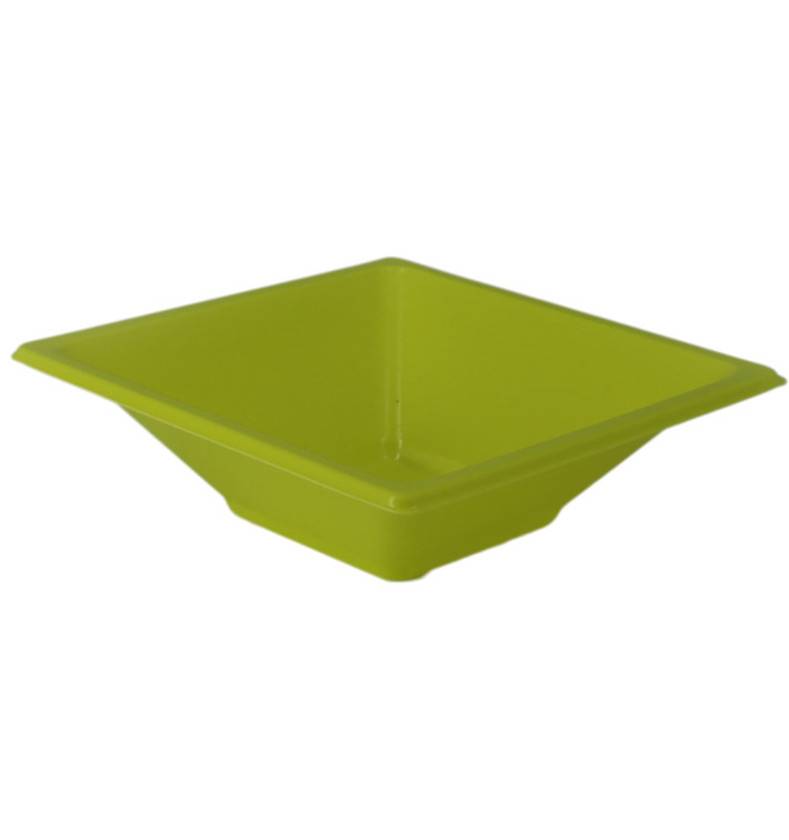 Plastic kom PS Vierkant pistache 12x12cm (12 stuks) Plastic kom PS Vierkant pistache 12x12cm (12 stuks)
