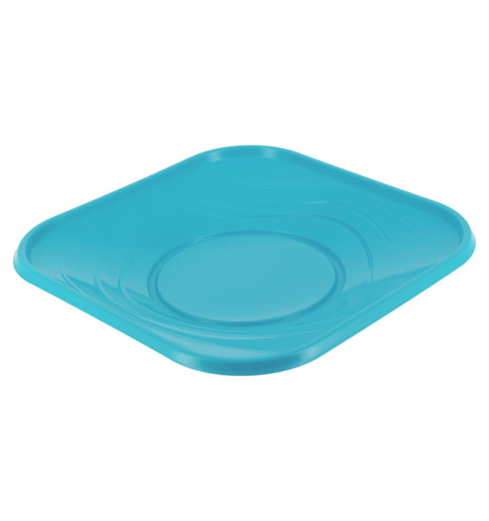 Plastic bord PP "X-Table" Vierkant turkoois 18 cm (120 stuks)