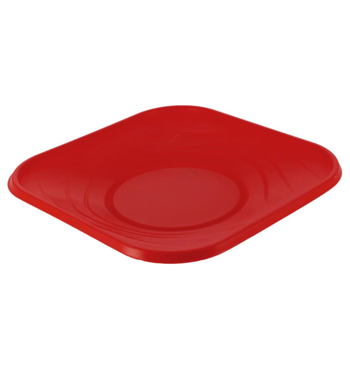 Plastic bord PP "X-Table" Vierkant rood 18 cm (120 stuks)