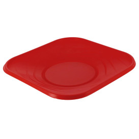 Plastic bord PP "X-Table" Vierkant rood 18 cm (8 stuks) 