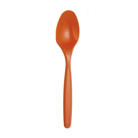 Plastic PS thee lepel PS oranje 12cm (40 stuks) 