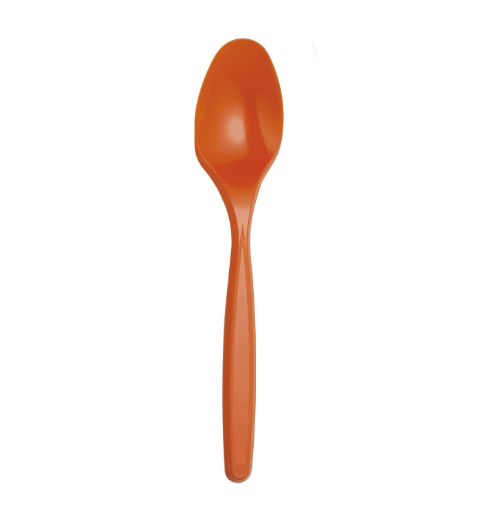 Plastic PS thee lepel PS oranje 12cm (40 stuks) Plastic PS thee lepel PS oranje 12cm (40 stuks)