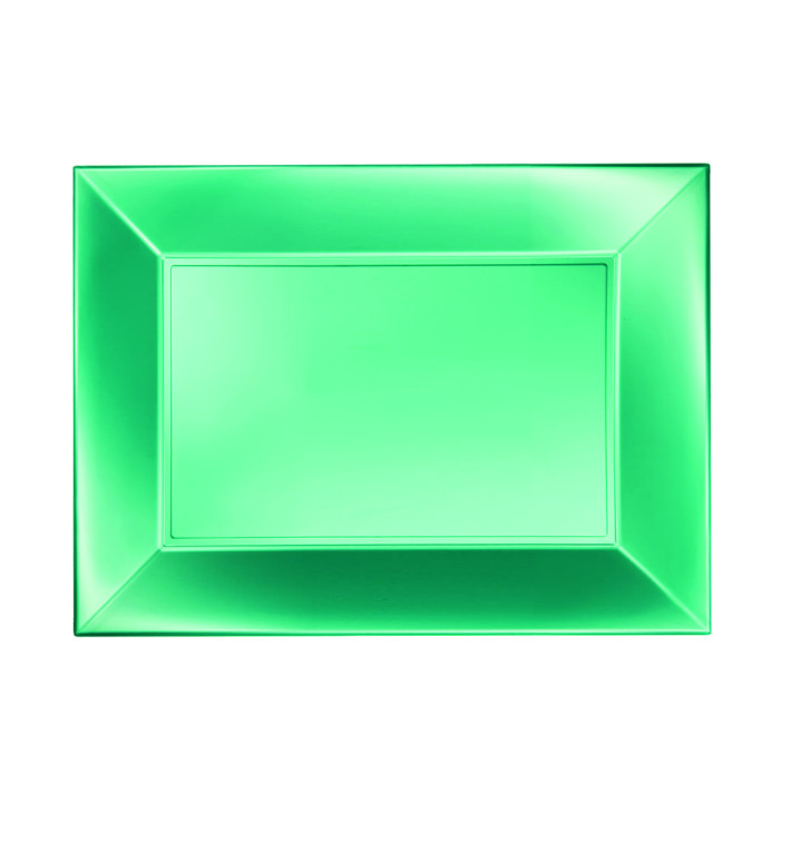 Plastic dienblad microgolfbaar groen "Nice" 28x19cm (12 stuks) Plastic dienblad microgolfbaar groen "Nice" 28x19cm (12 stuks)