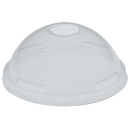 Plastic PET koepel Deksel met gat Kristal Ø9,2cm (1000 stuks)
