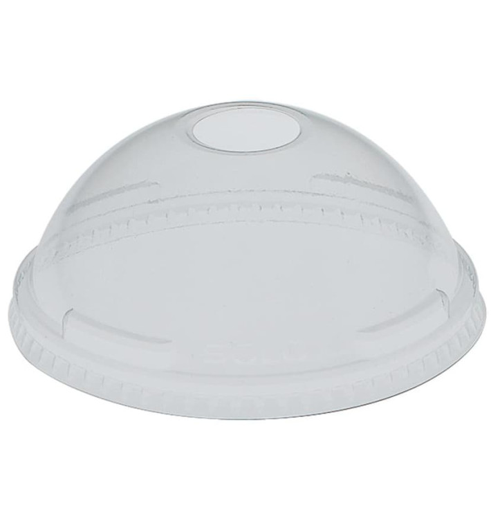 Plastic PET koepel Deksel met gat Kristal Ø9,2cm (100 stuks) Plastic PET koepel Deksel met gat Kristal Ø9,2cm (100 stuks)