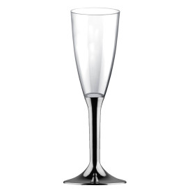 Plastic stam fluitglas Mousserende Wijn niquel chroom 120ml 2P (40 stuks)
