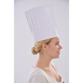 Wegwerp papieren koksmstuks Pinstripe wit (100 stuks)