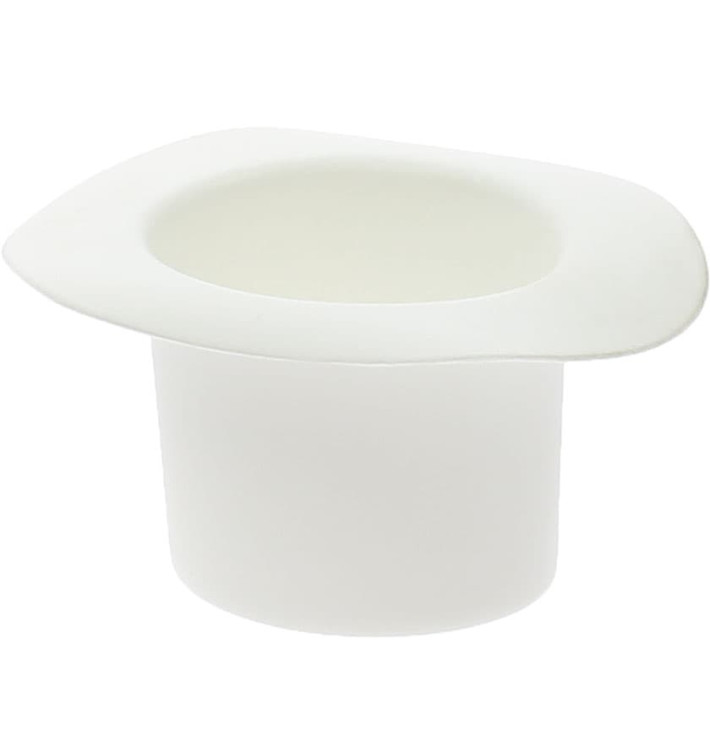 Plastic Proeving Kom met hoed design PP "Hot voorm" wit 60ml (24 stuks) Plastic Proeving Kom met hoed design PP "Hot voorm" wit 60ml (24 stuks)