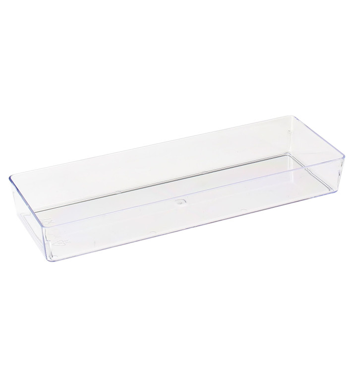 Plastic dienblad PS Rechthoekige vorm transparant 4,6x13cm (50 stuks) Plastic dienblad PS Rechthoekige vorm transparant 4,6x13cm (50 stuks)