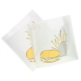 Papieren voedsel zak Vetvrij Burger Design 15+5x16cm (1000 stuks)