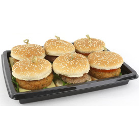Plastic dienblad Rechthoekige vorm zwart 31,6x25,6x4cm (25 stuks) 