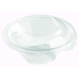 Plastic scharnierende Saladekom PET Rond vormig 600ml (200 stuks)