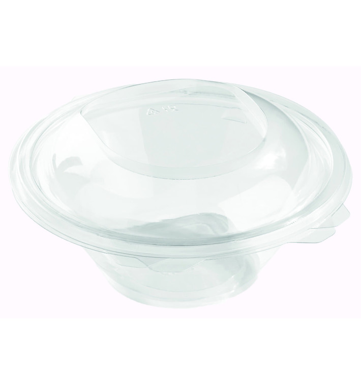 Plastic scharnierende Saladekom PET Rond vormig 600ml (200 stuks) Plastic scharnierende Saladekom PET Rond vormig 600ml (200 stuks)