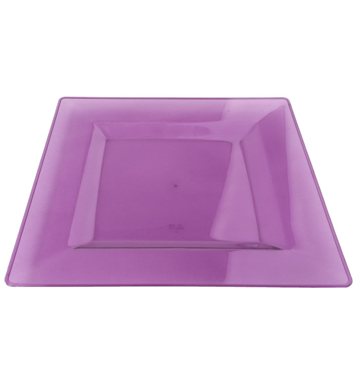 Plastic bord Vierkant extra sterk aubergine kleur 20x20cm (4 stuks) Plastic bord Vierkant extra sterk aubergine kleur 20x20cm (4 stuks)