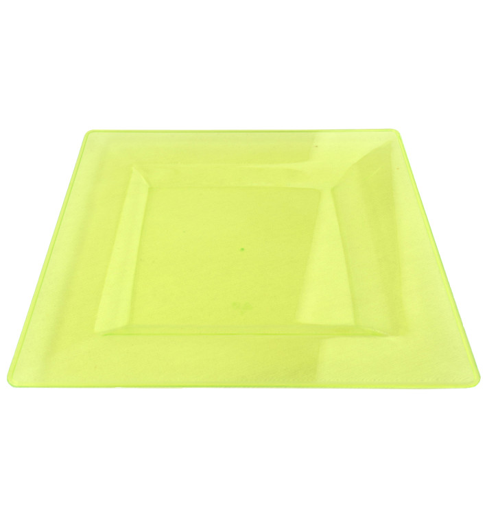 Plastic bord Vierkant extra sterk groen 20x20cm (4 stuks) Plastic bord Vierkant extra sterk groen 20x20cm (4 stuks)