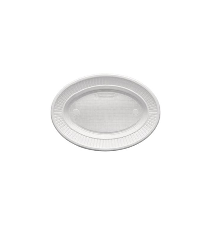 Plastic bord PS Ovaal vormig Plat wit (1000 stuks) Plastic bord PS Ovaal vormig Plat wit (1000 stuks)