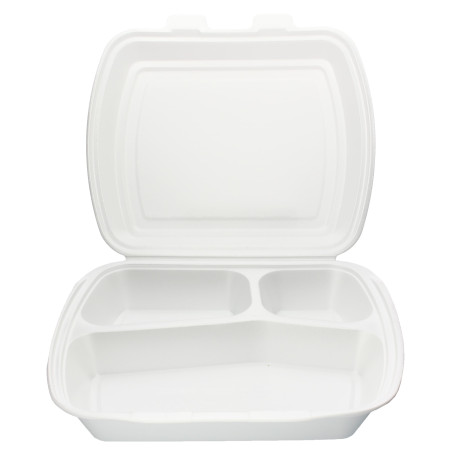 Schuim lunch doos 3 Compartmenten 2,40x2,10x0,70cm (250 stuks)