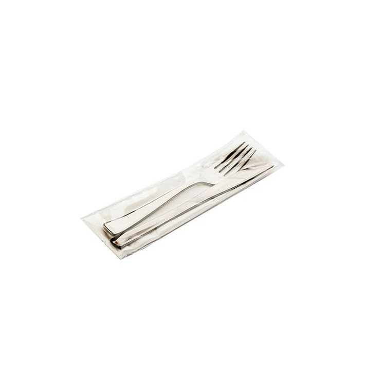 Plastic PS bestekset gemetalliseerd vork, mes en servet (30 stuks) Plastic PS bestekset gemetalliseerd vork, mes en servet (30 stuks)